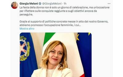 Giorgia Meloni, il messaggio per la festa della donna: «Ci sono ancora sfide...