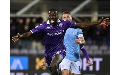 Fiorentina-Lazio risultato 2-1: gol di Kayode e Bonaventura dopo Luis Alberto