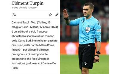 L’arbitro Turpin di Milan-Roma: modificata la voce Wikipedia dai tifosi rossoneri