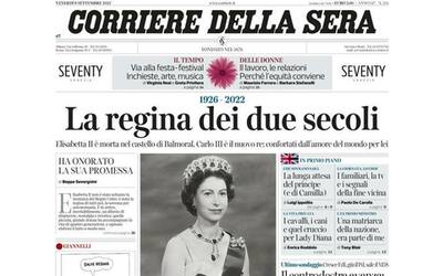 9 settembre 2022], la morte di Elisabetta II: la prima pagina del Corriere....
