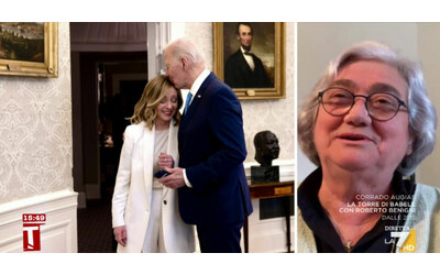 Bindi a La7: “La foto del bacio di Biden a Meloni? Mi sono concentrata sul ritratto di Lincoln, meno male che è stata scattata in quel punto”