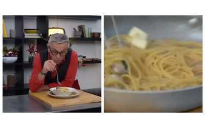 Bruno Barbieri cucina gli spaghetti alle vongole con il burro e scoppia il...
