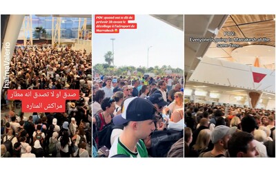 Caos all’aeroporto di Marrakech per i troppi turisti, code lunghissime e attese estenuanti: i video sui social