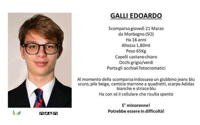 Edoardo Galli scomparso da 4 giorni: l’ipotesi che il 17enne sia in...