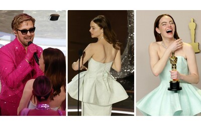 Emma Stone regina degli Oscar – Il ballo con Gosling, il vestito di Vuitton rotto e lo stupore per la vittoria