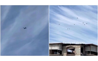 gaza aerei egiziani in volo sulla striscia lanciano aiuti umanitari alla popolazione del nord