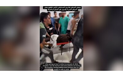 gaza caos dentro l ospedale al shifa feriti a terra nei corridoi e persone in fuga le immagini dentro la struttura
