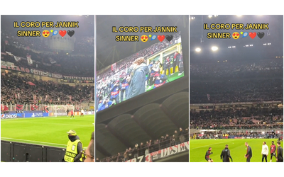 Jannik Sinner a San Siro per vedere il Milan, i tifosi rossoneri lo celebrano...