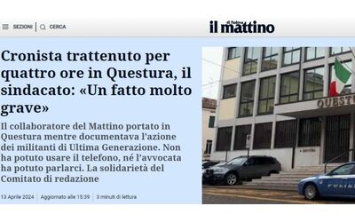 La denuncia del Mattino di Padova: “Nostro collaboratore trattenuto in Questura quattro ore”. Il sindacato: “Grave”