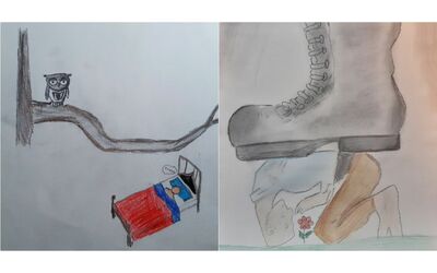 La mostra con i disegni dei bimbi palestinesi del campo profughi di Betlemme: sangue, catene e un gufo che impedisce di dormire