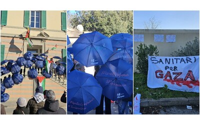 la protesta degli ombrelli degli operatori sanitari via carrai dalla fondazione meyer nessuna parola sul massacro a gaza