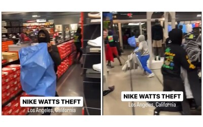 La rapina lampo nel negozio Nike è impressionante: 11 mila euro di bottino in 37 secondi – Video