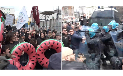 napoli scontri al corteo per la palestina e contro il g7 di capri la carica dei carabinieri video