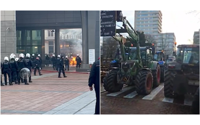 protesta degli agricoltori mille trattori bloccano le strade di bruxelles nel giorno del consiglio europeo in piazza anche coldiretti