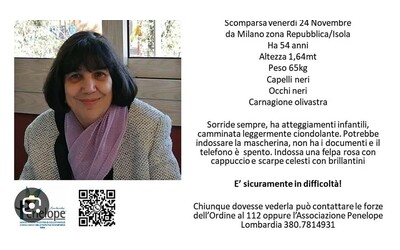 Scomparsa 54enne da Milano, l’appello per Cinzia Berlinghini dell’associazione Penelope: “Sicuramente in difficoltà”