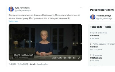 Sospeso e riattivato l’account X di Yulia Navalnaya e in Russia Oleg...