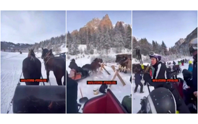 val badia cavalli usati per trainare gli sciatori vanno fuori controllo paura sulla pista video