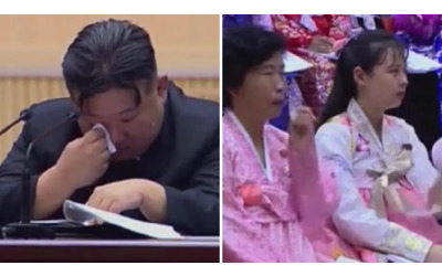 Il dittatore nordcoreano Kim Jong Un scoppia in lacrime mentre chiede alle donne di fare più figli