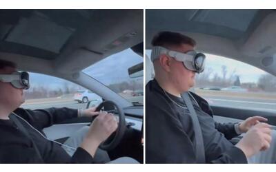 Nel  mondo distopico: un uomo guida la Tesla indossando l’Apple Vision Pro (e la polizia lo ferma)