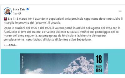 Post di Luca Zaia sull'eruzione del Vesuvio del '44, nei commenti (molti rimossi) una pioggia di insulti ai napoletani
