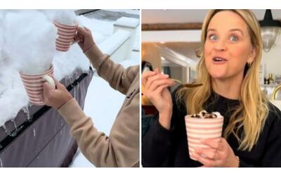 Reese Whiterspoon prepara una bevanda con neve fresca raccolta in strada: dure critiche su TikTok