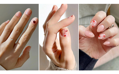 Una manicure piena d’amore: unghie rosa e rosse, con i cuori e i baci | Foto