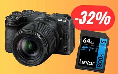 La fotocamera Nikon Z30 con OTTICA e Memoria SD 64GB è scontata di 413€