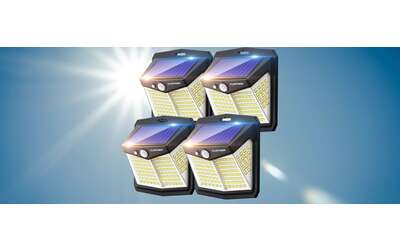 Luci solari da esterno LED: 4 faretti a 17,99€ con il 40% di SCONTO