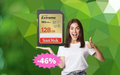 Scheda SDHC SanDisk 128GB Extreme: sconto PAZZESCO del 46%