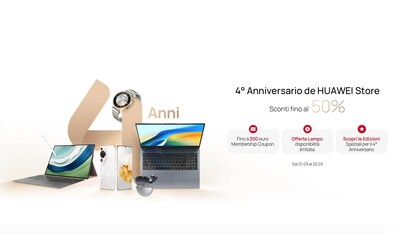 Anniversario Huawei Store: sconti, offerte lampo e coupon su tanti prodotti tech