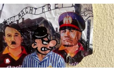 Adesivi antisemiti prima del derby: Hitler e Mussolini con la maglia della Roma, la mascotte della Lazio come un deportato