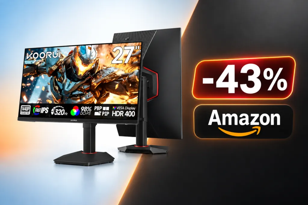 KOORUI monitor gaming QHD da 27″ a 320Hz scende a sotto i 200€ su Amazon