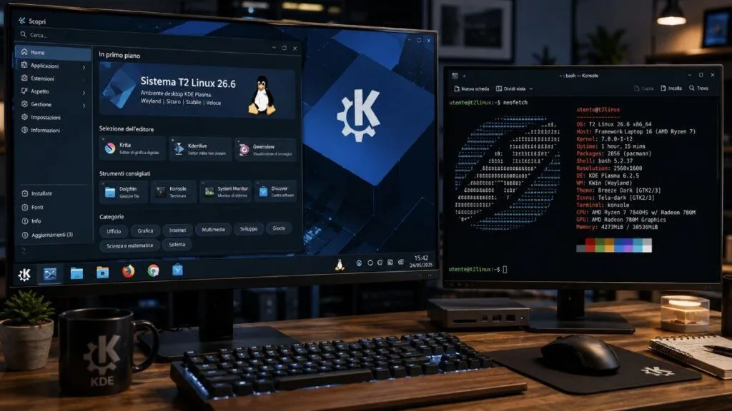 T2 Linux 26.6 integra il kernel 7.0 e KDE Plasma su ambiente Wayland