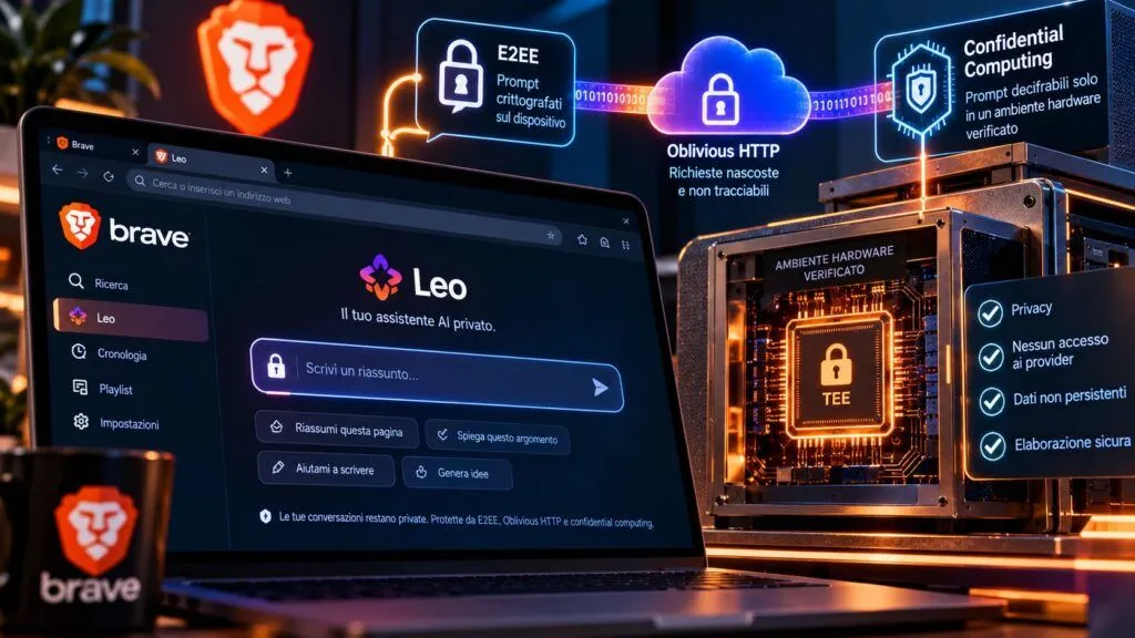 Brave cifra Leo end-to-end: nemmeno il browser può leggere le chat AI