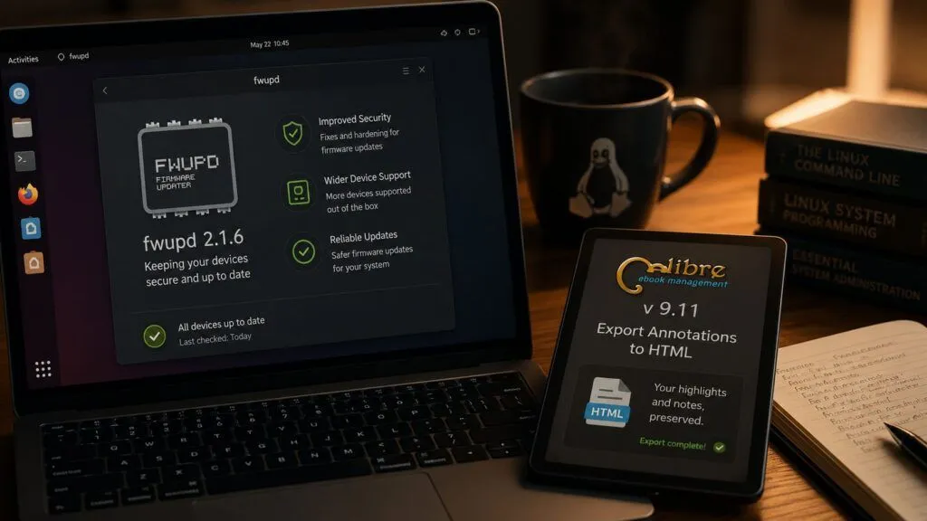 Fwupd 2.1.6 e Calibre 9.11 migliorano firmware ed ebook su Linux