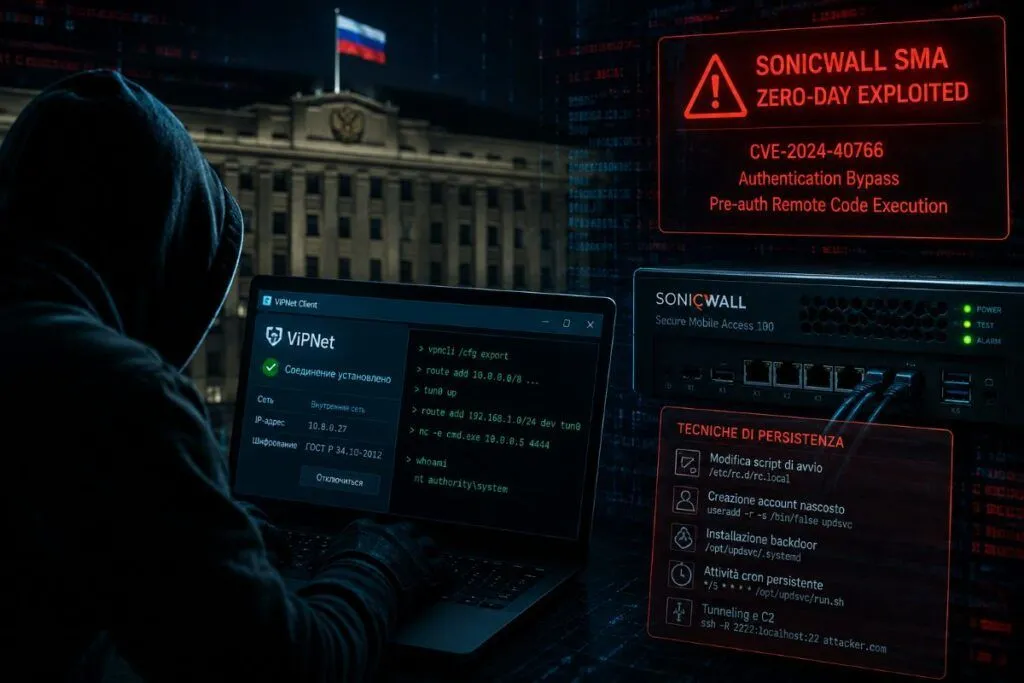 ViPNet usato contro enti russi e due zero-day SonicWall danno accesso root