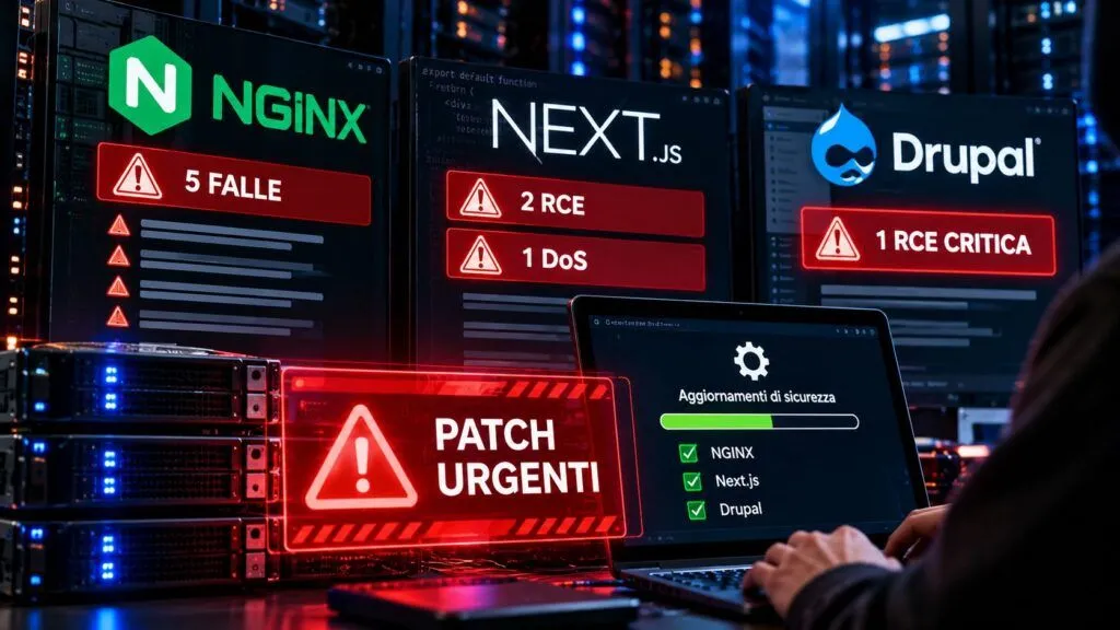 NGINX, Next.js e Drupal sotto patch: RCE nel cuore del Web