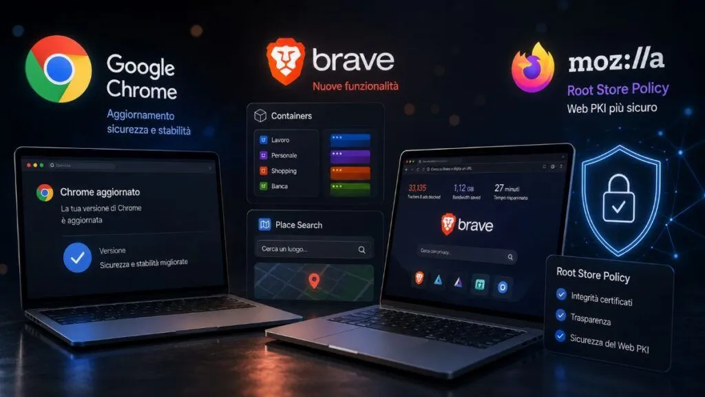Brave lancia i Container (e sfida Google Maps), Chrome si aggiorna e Mozilla blinda la sicurezza dei certificati web