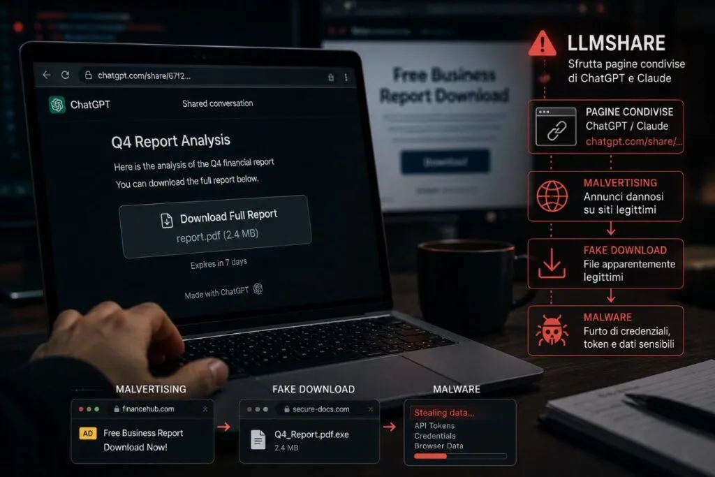 LLMShare usa ChatGPT e Claude per distribuire malware tramite domini fidati