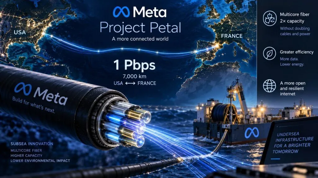 Meta Petal porta un petabit sotto l’Atlantico: l’AI ridisegna la fibra di Internet