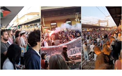 Bologna, così i manifestanti pro-Palestina hanno occupato i binari della stazione: il video con cori e fumogeni