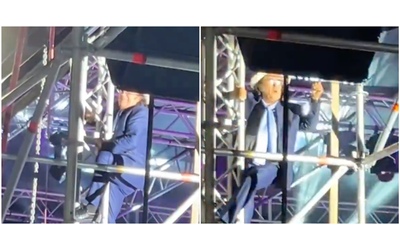 “Come Spiderman”: a 82 anni Al Bano si arrampica sul palco durante il concerto, social scatenati