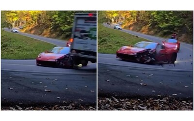 Con  la Ferrari da 200mila euro sulla Tail  of   the  Dragon  il conducente invade la corsia opposta e si schianta contro un camion     Video