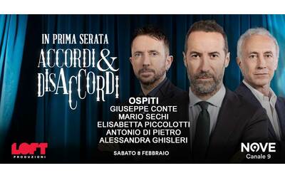 Conte, Sechi, Piccolotti, Di Pietro e Ghisleri ospiti di Sommi ad Accordi&Disaccordi l’8 febbraio su Nove. Con Travaglio e Scanzi