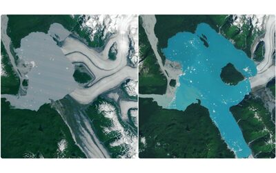 Il ghiacciaio si è sciolto e fa emergere una “nuova” isola in Alaska. Le immagini della Nasa