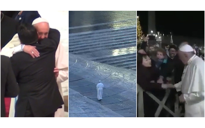La messa da solo con la pandemia, lo schiaffo alla fedele e l’abbraccio con Maradona: i video iconici di Papa Francesco
