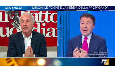 Meloni indagata, Travaglio inchioda Bocchino: “Reati infondati? Nel 2012 hai votato la norma che punisce chi ostacola la Corte dell’Aja”. Su La7