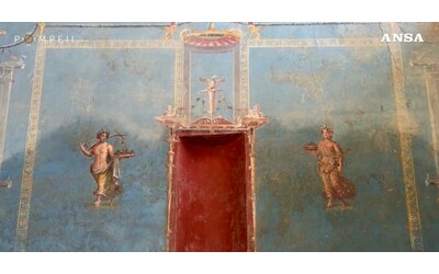 Pompei, scavi su un nuovo ambiente nella Regio IX rivelano un sacrario con pareti blu – Video