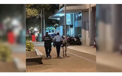 Robot spaventa una donna per strada e viene portato via dalla polizia Video