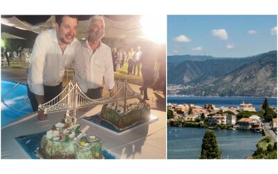 Salvini all’evento del candidato leghista con la torta del Ponte sullo Stretto di Messina. L’ironia dei contrari: “È quella da spartire”